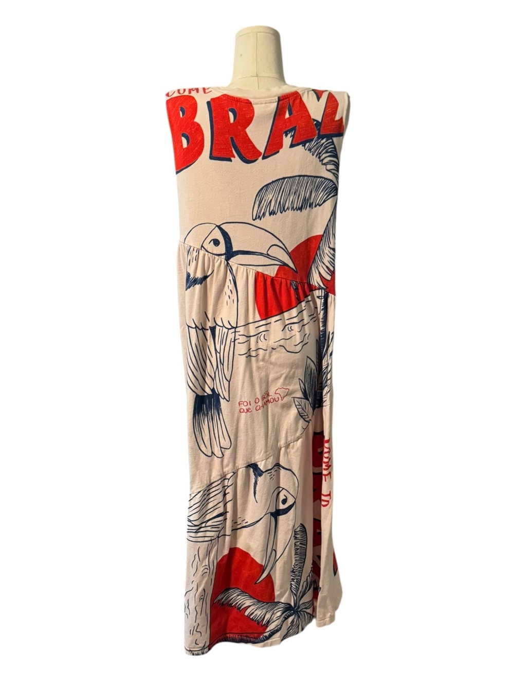 FARM Rio White Maxi Dress with Red and Blue Tropical Print - Picture 3 of 6